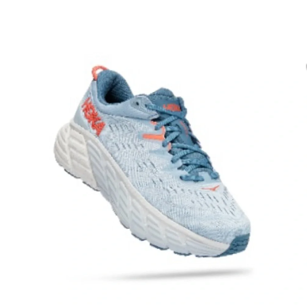 HOKA Gaviota 4 running shoes - blue fog/ plein air women’s wide width size 9.5 - Picture 1 of 16